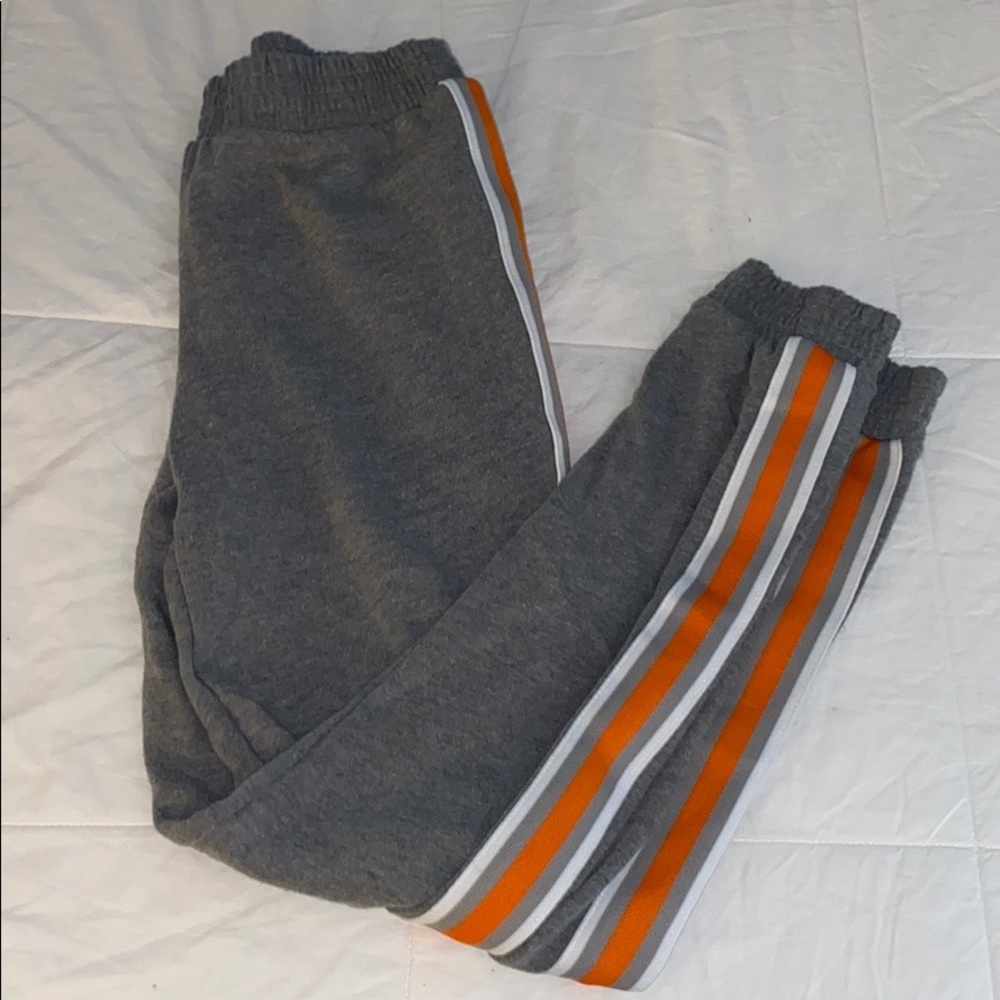 Grey striped band sweatpants